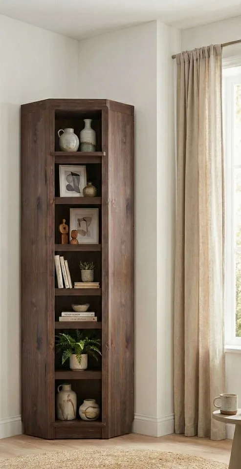 OTTO home Eckregal Soeren Regal Höhe 220 cm, massive Kiefer, FSC®-zertifiziert, passend für Regale Soeren mit einer Tiefe von 29 cm, Braun, – Produktbild 2 von 3