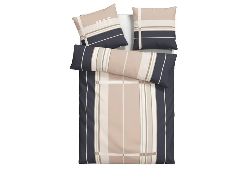 OTTO home Bettwäsche Golfi in Gr. 135x200 oder 155x220 cm, Linon, 2 teilig, sportliche Streifen Bettwäsche aus Baumwolle, Marke H.I.S by OTTO home, Braun, – Produktbild 2 von 5