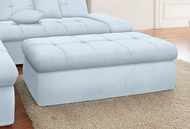 DOMO collection Hocker NMORIC, mit Stauraumfach, auch in Cord, Blau, – Produktbild 1 von 5