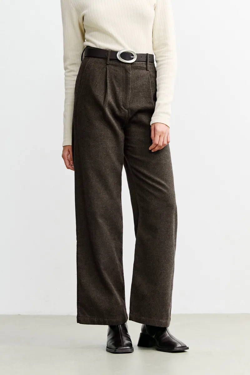 Rotholz Rotholz Damen vegan Hose Mit Hoher Taille Aus Flanell Braun, Braun, – Produktbild 2 von 2