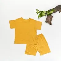 tetoi vienna tetoi-vienna TENCEL kurzarm T-Shirt und kurze Hose Kinder Set "Waldbad", Gelb, – Produktbild 1 von 1