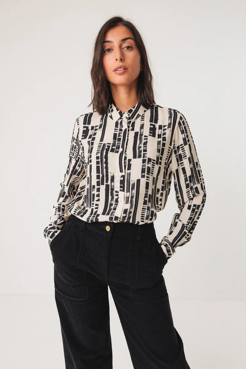 SKFK SKFK Damen vegan Shirt Asune Schwarz/Weiß, Schwarz, – Produktbild 1 von 3