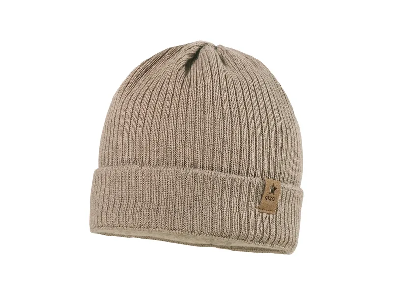 Maximo Mini-Beanie mit Umschlag, braunmeliert Gr. 51, Natur, – Produktbild 1 von 2