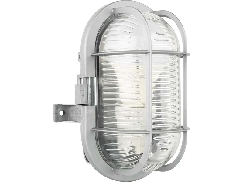 REV REV LED-Oval-Feuchtraumleuchte mit Metallschutzkorb, 5 W, grau – Produktbild 1 von 1