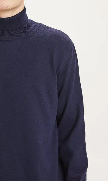 KnowledgeCotton Apparel KnowledgeCotton Apparel Rollkragenpullover - FORREST roll neck merino wool knit, Blau (total eclipse), – Produktbild 4 von 4