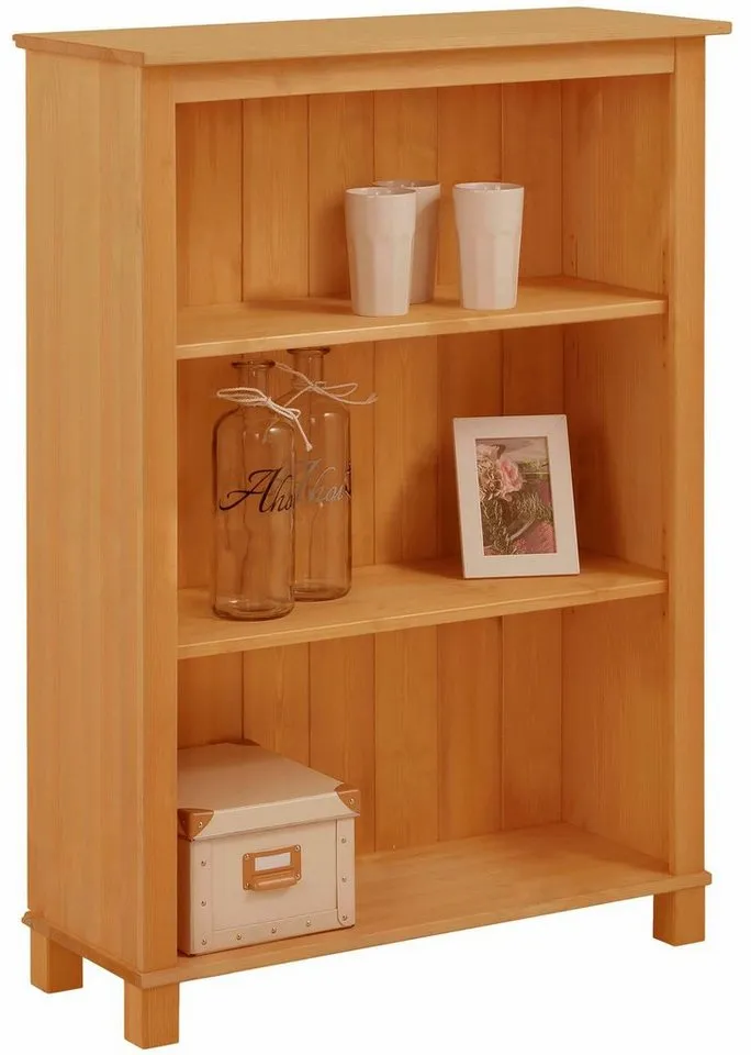OTTO home Regal Pivo Bücherregal mit 2 verstellbaren Einlegeböden, natürliche Maserung, aus massivem Kiefernholz mit 3 Fächern, Höhe 106 cm, Beige, – Produktbild 5 von 5