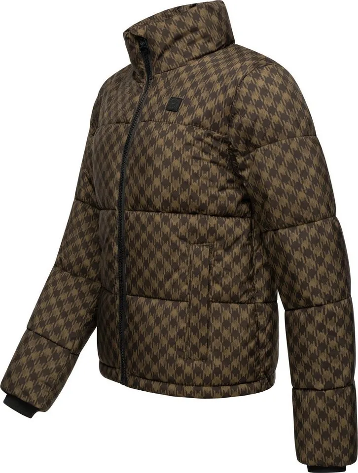 ragwear ragwear Winterjacke Serah Print wasserdichte Winter Steppjacke mit Hahnentritt Muster, Braun, – Produktbild 3 von 4