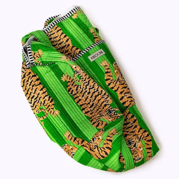 KIKOONI KIKOONI handgefertigte große Baumwolltasche "K. Shopper", Poppy tiger green, – Produktbild 3 von 4