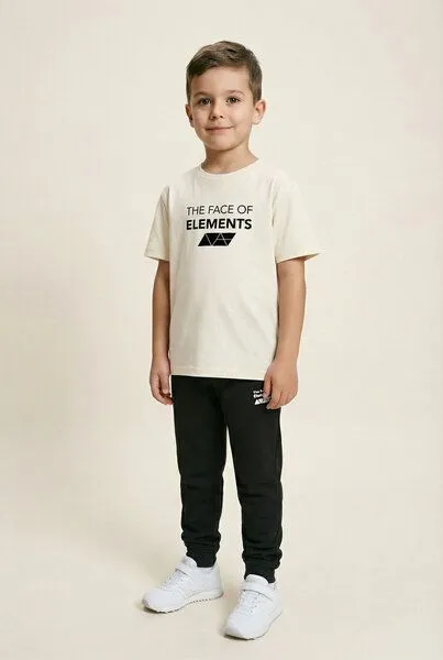 THE FACE OF ELEMENTS The Face of Elements Bold Relaxed Fit Kids T-Shirt aus 100% Bio-Baumwolle, Cream (white), – Produktbild 2 von 3