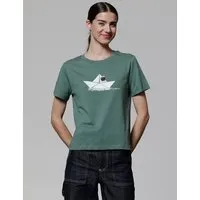 watapparel watapparel T-Shirt Frauen Astronaut in paper boat, Green bay, – Produktbild 1 von 1