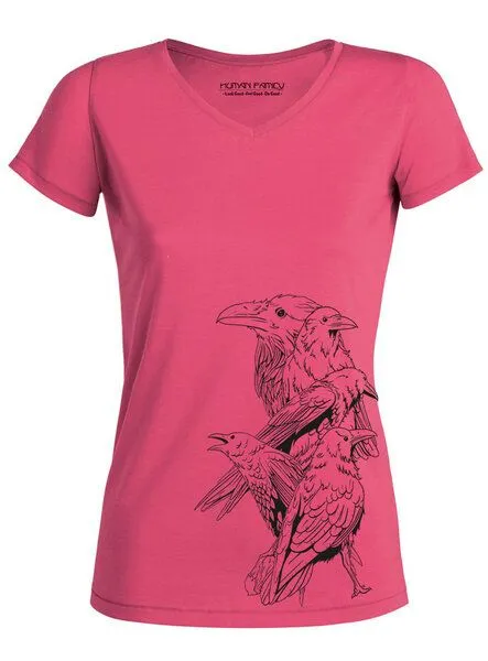 Human Family Human Family Damen V-Neck Ease "Birds" (weitere Farben), Pink, – Produktbild 1 von 2