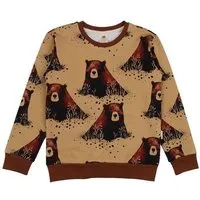 Walkiddy Kinder Sweatshirt GOTS-zertifiziert aus Bio-Baumwolle, senfgelb mit Grizzly-Bären-Print – Walkiddy, weich & hautfreundlich – Produktbild 1 von 1