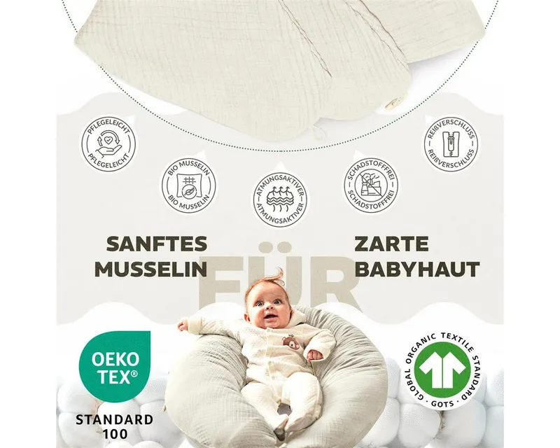 SEI Design Stillkissenbezüge Bezüg für Stillkissen Lagerungskissen Seitenschläferkissen 190x30 cm, 100% Baumwolle, Beige, – Produktbild 4 von 5