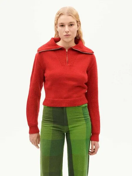 thinking mu thinking mu Damen Pullover - Tanit Knitted Sweater - aus Wolle, Red (rot), – Produktbild 1 von 3
