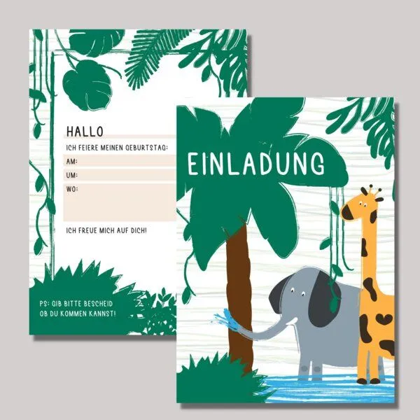 Fines Papeterie Fines Papeterie 5 Einladungskarten SAFARI Kindergeburtstag Din A6 – Produktbild 2 von 3