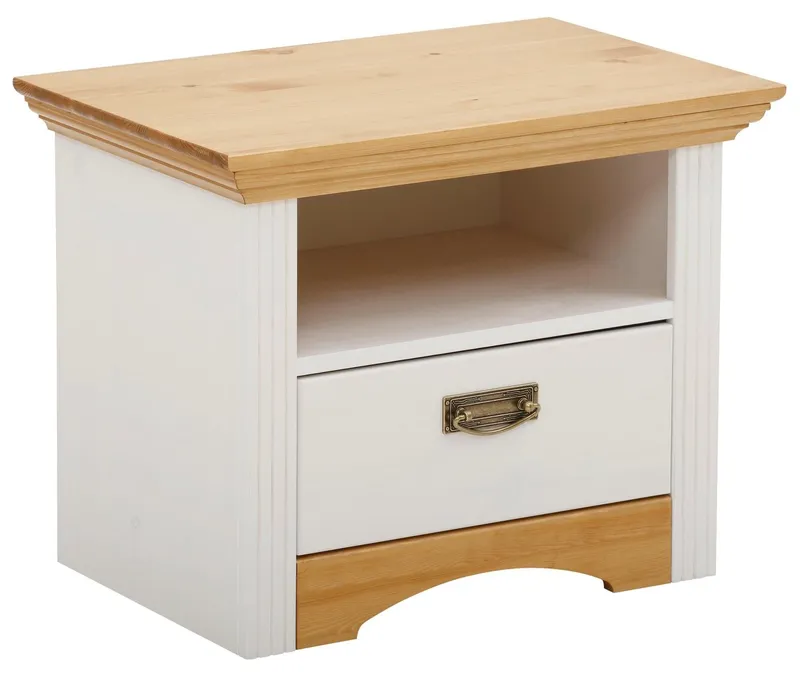OTTO home Nachtkonsole Konrad, Nachtkommode, Nako, im Landhausstil, rustikal, aus massiver, FSC®-zertifizierter Kiefer, Weiß, – Produktbild 7 von 8