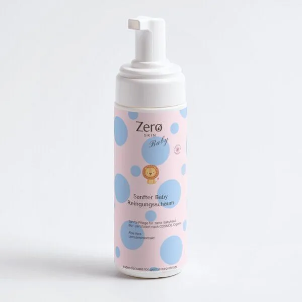 Zero Skin Zero Skin Sanfter Baby Reinigungsschaum - 150 ml - seifenfreier Pflegeschaum ab Geburt mit Bio-Aloe Vera, Kamille & Leinsamen, Feuchtigkeitsboost mit Glycerin & Sodium PCA – vegan & ECOCERT COSMOS Organic zertifiziert – Produktbild 1 von 3