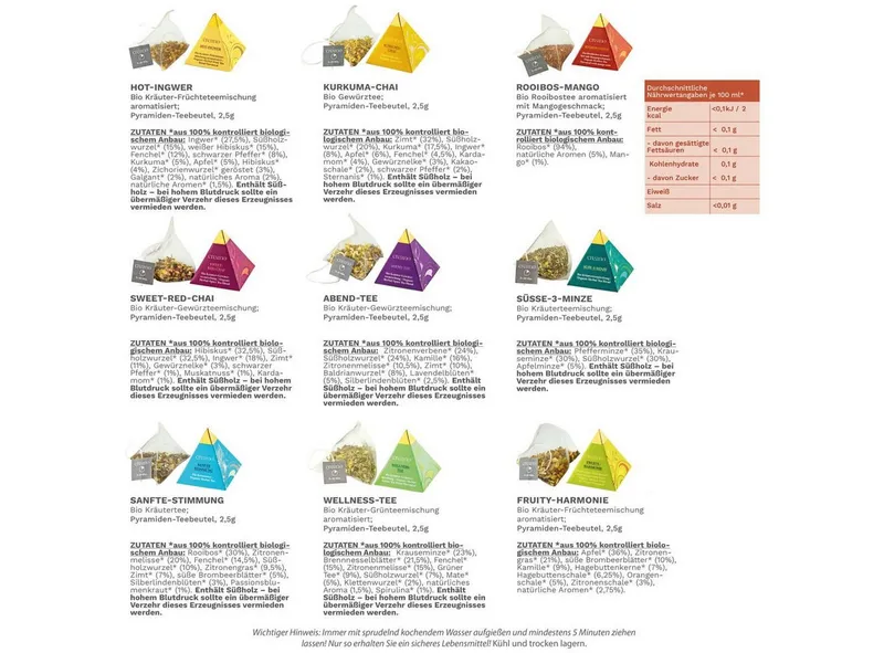 Creano Tee Bio Kräutertee 9er Pyramiden Geschenkset „ORGANIC HERBAL TEA“, 1 x 1 St. (9 Bio-Pyramiden-Teebeutel) – Produktbild 3 von 5