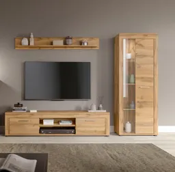 OTTO home Wohnwand AOSTA, Breite 235cm, 3-teilige Wohn-Kombination, (3-St., bestehend aus: Lowboard, Wandboard, Vitrine), Wohnwand, Kombination, Anbauwand, Möbel Set, Schrankwand, Möbel Kombi – Produktbild 1 von 1