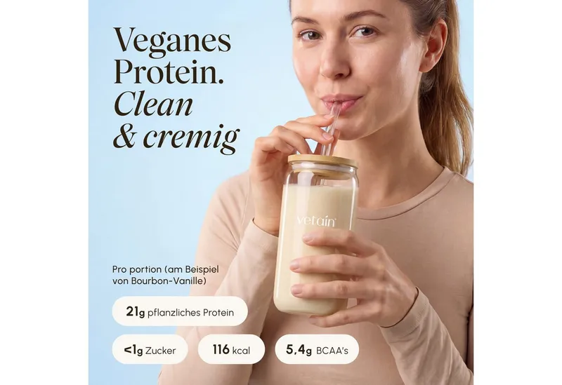 VETAIN Vegan Protein Bundle + Gratis Edelstahl Shaker & Scoop Pulver, 3 er Spar-Set à – Produktbild 2 von 5