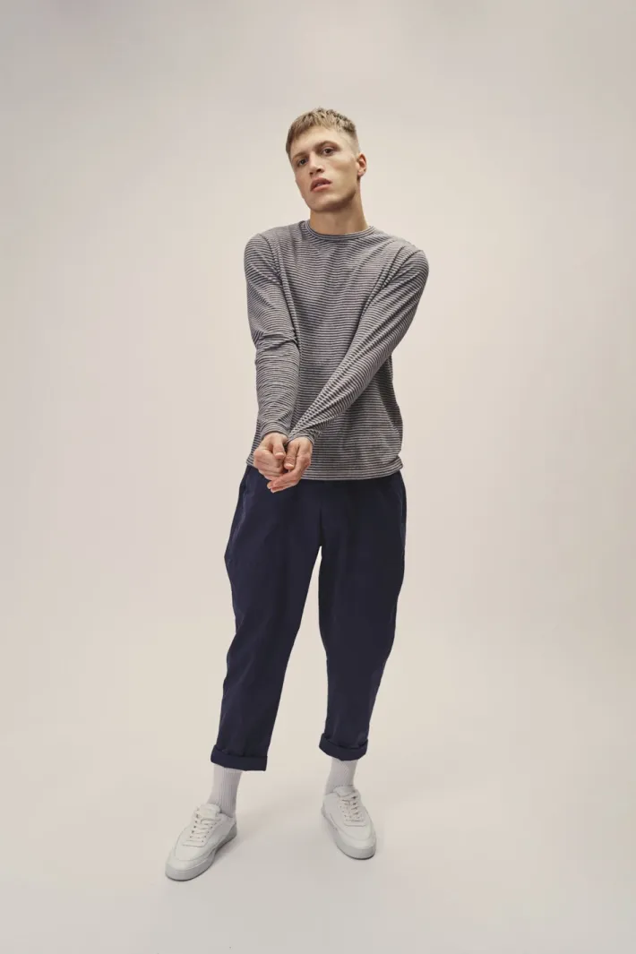 WOTE WOTE Herren vegan Longsleeve Gestreift Anthrazit Grau, Dunkelgrau, – Produktbild 2 von 2