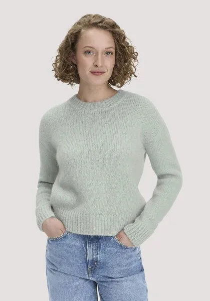 hessnatur hessnatur Strick Pullover Relaxed aus Alpaka mit Bio-Baumwolle, Polargrün, – Produktbild 1 von 4