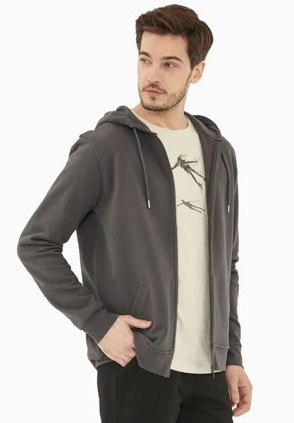 ORGANICATION ORGANICATION Sweatjacke aus Bio-Baumwolle, Asphalt, – Produktbild 1 von 4