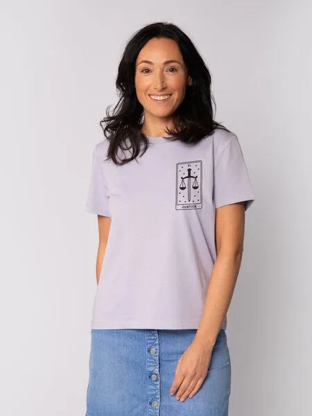 watapparel watapparel T-Shirt Frauen Tarot Justice, Lavender, – Produktbild 1 von 3