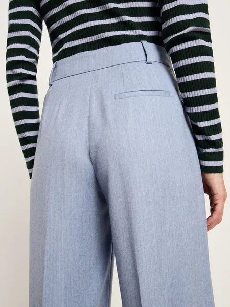 LANIUS LANIUS Verkürzte Hose aus Bio-Schurwolle, Light blue melange, – Produktbild 4 von 4