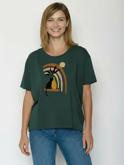 GreenBomb GREENBOMB Cat Vase Feel - Lässiges T-Shirt aus Bio-Baumwoll-Mix / hochwertiger Print / GOTS / Fair & Vegan – Produktbild 1 von 1