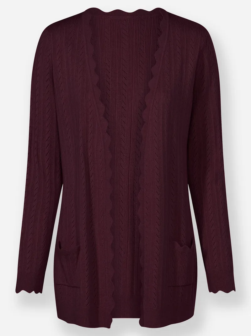 Witt Ajourstrickjacke, Burgund, – Produktbild 1 von 2