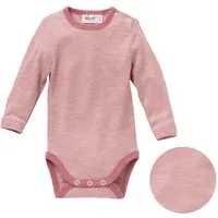 People Wear Organic People Wear Organic Wolle-Seide Langarm-Body, in 5 Farben, Rosa geringelt, – Produktbild 1 von 1