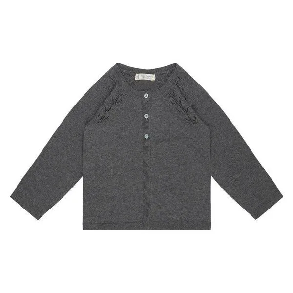 Sense Organics sense-organics Strickjacke HURIT mit Ajourmuster in dunkelgrau von Sense Organics GOTS – Produktbild 1 von 3