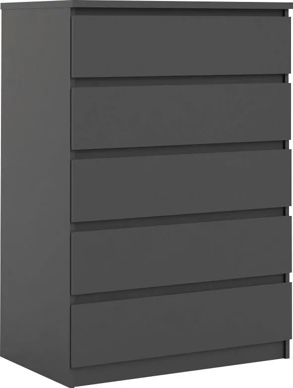 Home affaire Kommode Naia - 5 Schubladen & grifflose Front, Made in Denmark (Breite 77 cm / Höhe 111 cm, in mehreren Farben), Skandinavisches Design, viel Stauram für ein ordentliches Zuhause, Schwarz, – Produktbild 2 von 5