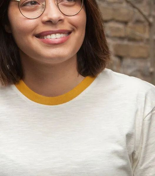 päfjes päfjes Basic Ringer Unisex T-Shirt - Fair gehandelt aus Baumwolle Slub - Bio, Gelb, – Produktbild 4 von 4