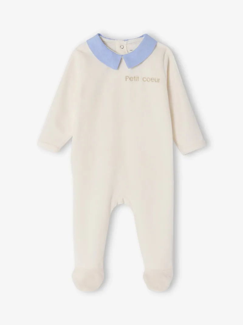 Envie De Fraise 2er-Pack Baby Samt-Schlafanzüge mit Fuß ENVIE DE FRAISE personalisierbar, Wollweiß, – Produktbild 2 von 4