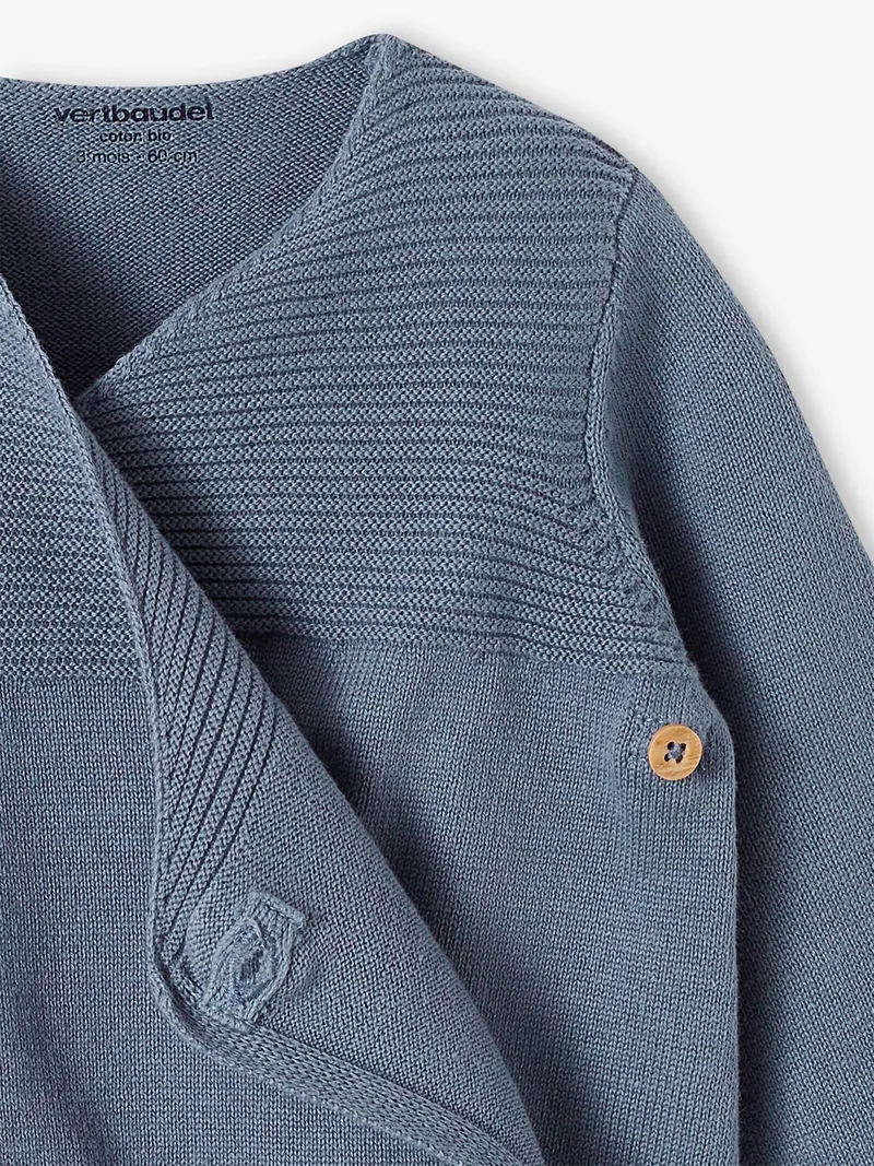 Vertbaudet Strickjacke für Neugeborene, Jeansblau, – Produktbild 3 von 3