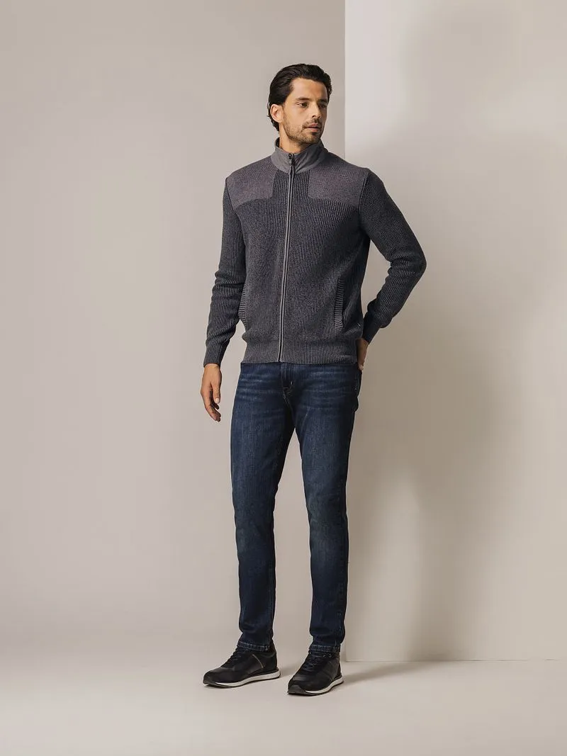 State of Art State Of Art Strickjacke Structure – Anthrazit mit Contrast - Größe XXL, Grau, – Produktbild 2 von 5