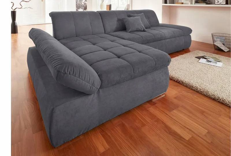 DOMO collection Ecksofa NMORIC XXL, 300x172x80cm, viel Platz, bequem, L-Form, wahlweise mit Bettfunktion und Armlehnverstellung, Grau, – Produktbild 7 von 8