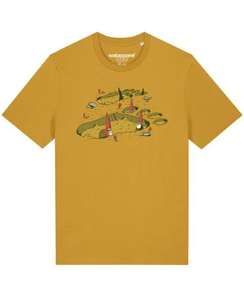 watapparel watapparel T-Shirt Unisex Gnome Footprint, Ochre, – Produktbild 1 von 3