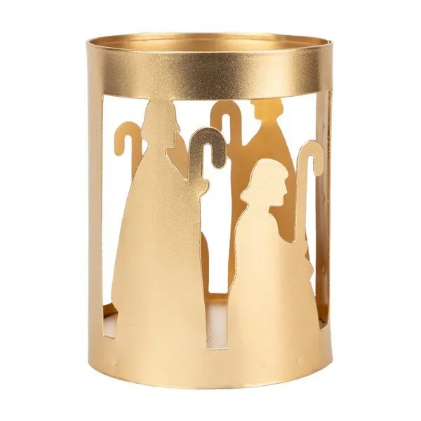 El Puente El Puente Windlicht "Krippe" | Fair Trade & Handmade aus Indien, Gold, – Produktbild 1 von 2