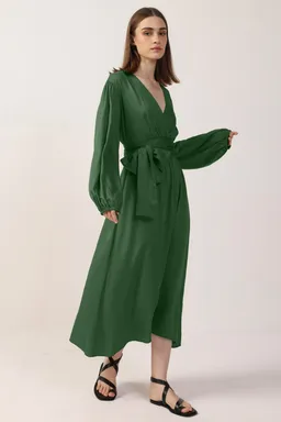 Neu Nomads Neu Nomads Damen vegan Kleid Rachel Langarm Moos – Produktbild 1 von 1