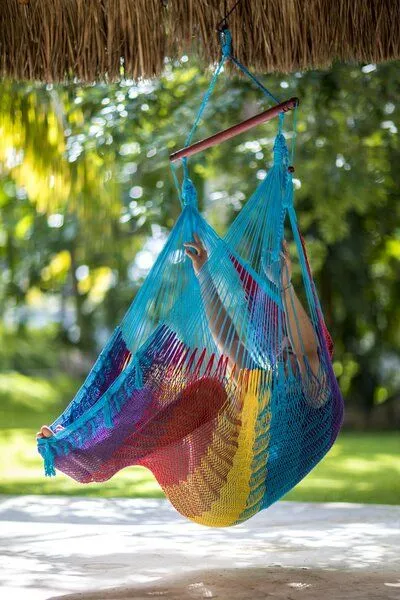 MacaMex MacaMex Mexikanischer Netzhängesessel Deluxe Baumwolle, Multicolor (bunt), – Produktbild 4 von 4