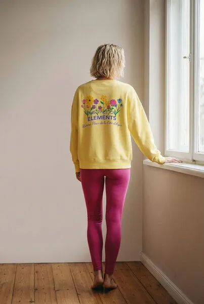THE FACE OF ELEMENTS THE FACE OF ELEMENTS Riviera Fleur Côte d'Azur - Relaxed Boxy Fit Sweatshirt aus 100% Bio-Baumwolle, Blue, – Produktbild 1 von 4