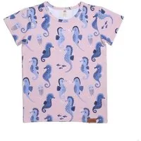 Walkiddy Baby T-Shirt GOTS zertifiziert – 95% Bio-Baumwolle, Rosa mit Seepferdchen-Print, 5% Elasthan, weich | Walkiddy – Produktbild 1 von 1