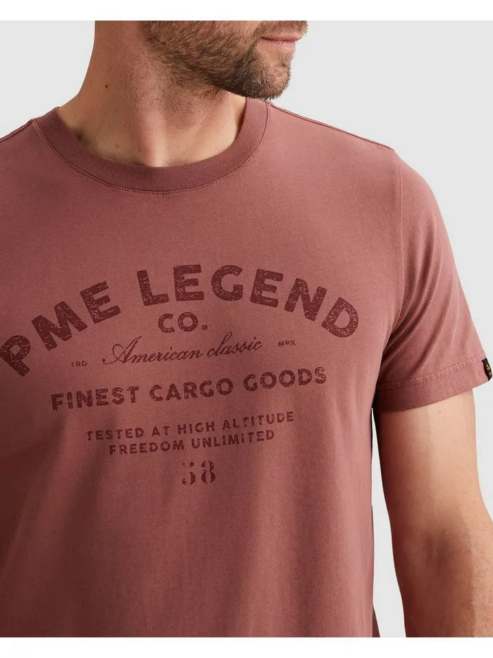 PME Legend PME Legend T-Shirt Logo Print Kurzarm aus reiner Baumwolle, Rundhals, Rot, – Produktbild 3 von 4