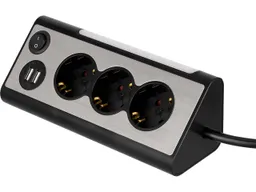 REV REV Steckdosenleiste "Light Socket" mit Leuchte, Schalter & USB-A, schwarz/silber – Produktbild 1 von 1