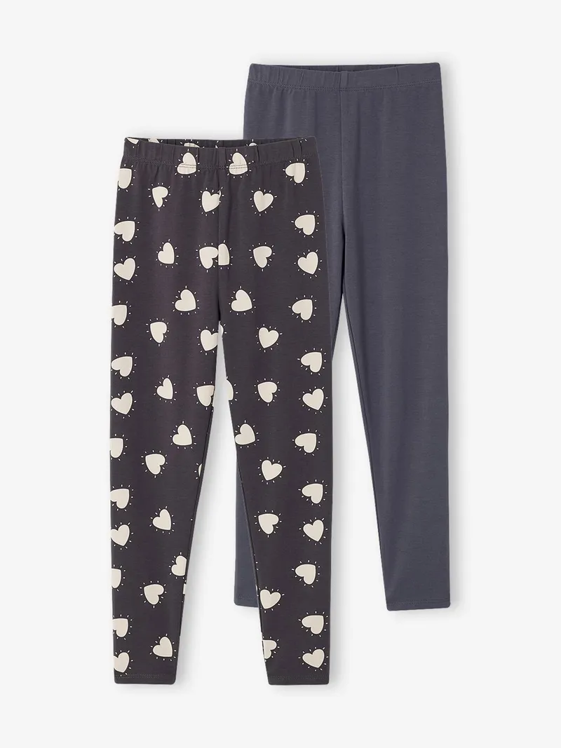 Vertbaudet 2er-Pack Mädchen Leggings BASIC, Dunkelgrau, – Produktbild 1 von 2