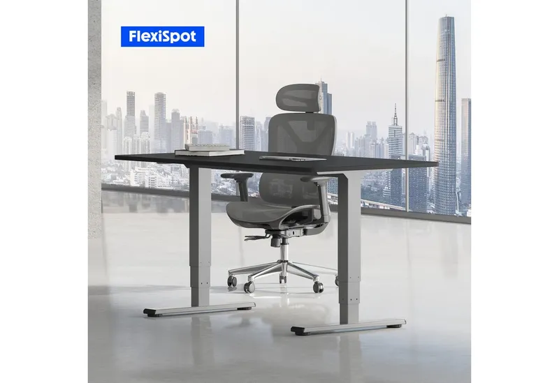Flexispot Flexispot Schreibtisch Elektrisch Höhenverstellbarer Schreibtisch EC5 LITE mit Dualmotor (25MM einteiliger Tischplatte & 3-fach Teleskop, 4 Speicherhöhen & Antikollisionssystem), 120x80/140x80/160x80/180x80, Grau | schwarz, – Produktbild 2 von 5