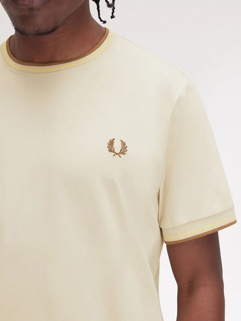 Fred Perry Fred Perry M1588 Twin Tipped T-Shirt Beige - Größe S, Beige, – Produktbild 3 von 5